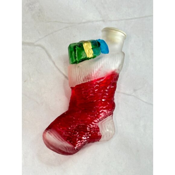 Vintage Old World Christmas Glass Red Stocking Light Cover - Picture 2 of 4